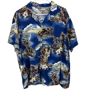 Hilo Hattie original Hawaiian shirt, blue sz L